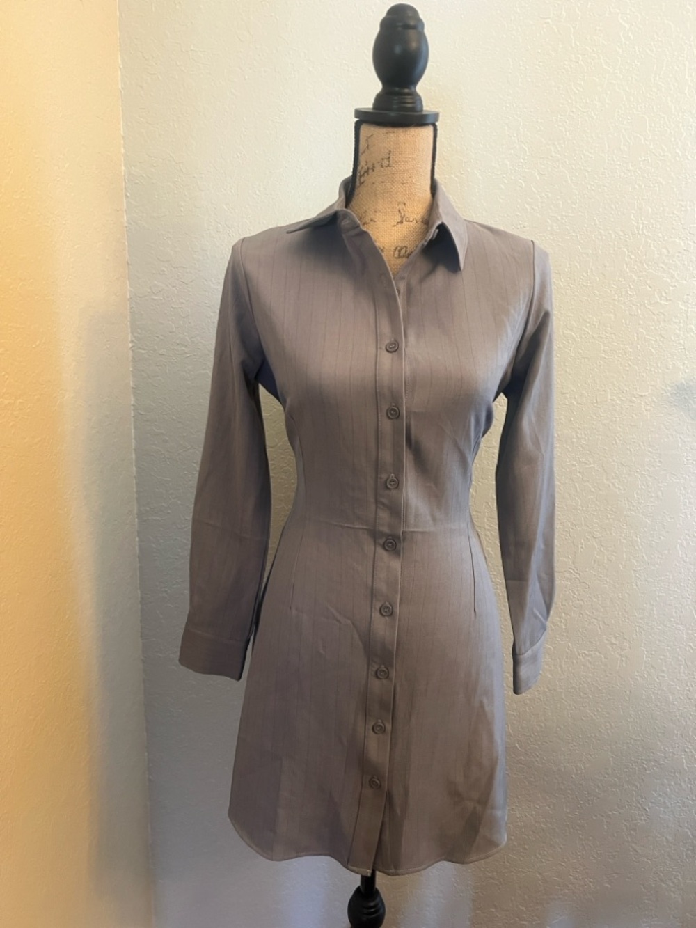 Evolutionary Gray Pin-stripe Shirt Dress
